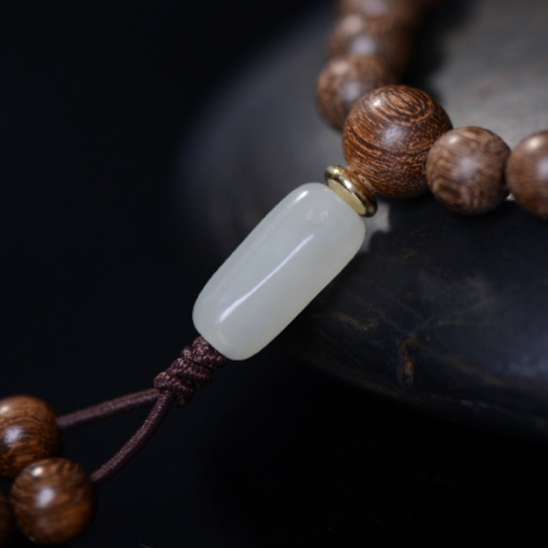 Buddha Stones 108 Mala Beads Rosewood Jade Calm Bracelet - image 11