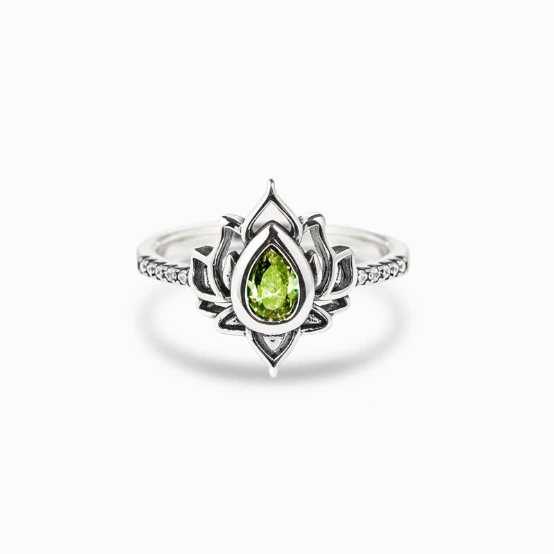 Buddha Stones Sterling Silver Lotus Zircon Blessing Protection Ring - image 8