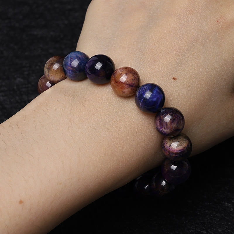 Buddha Stones Natural Purple Tiger Eye Protection Strength Bracelet - 12mm - image 7