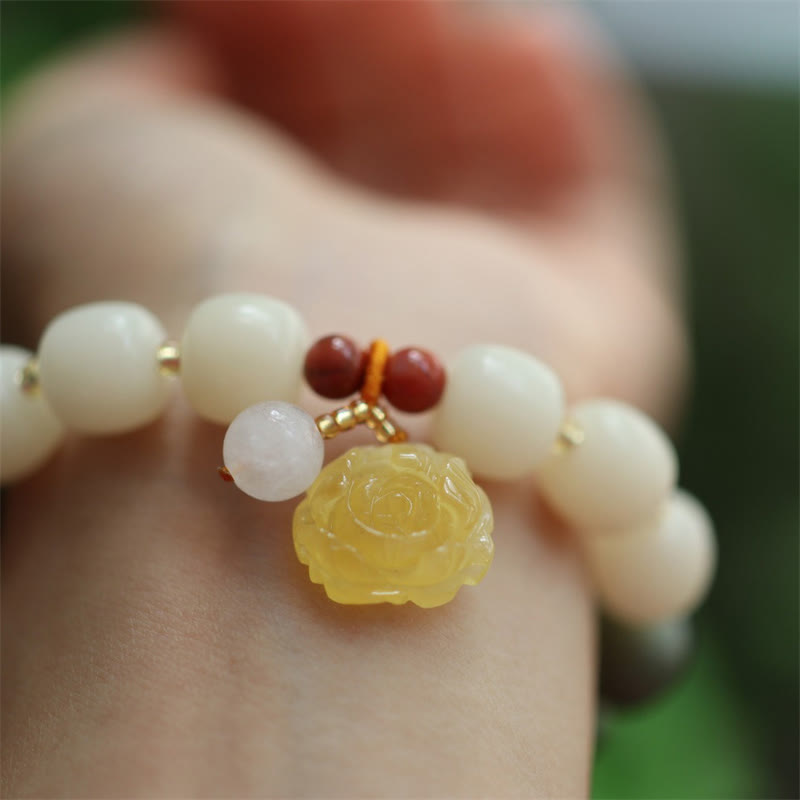 Buddha Stones Gradient Bodhi Seed Amber Lotus Peace Bracelet - image 2