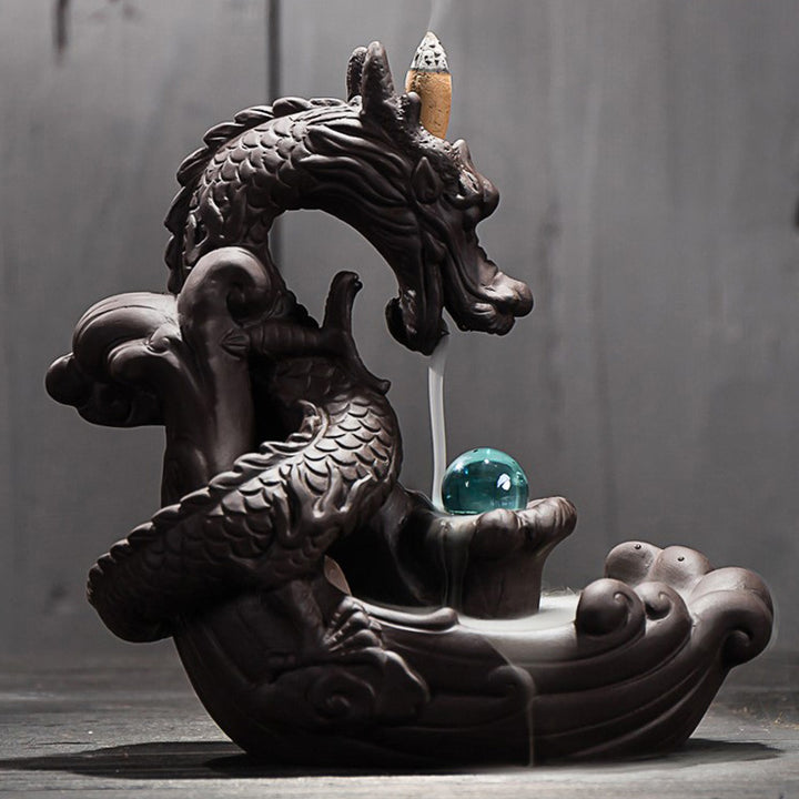 Buddha Stones Tibetan Dragon Protection Incense Burner Decoration - image 2