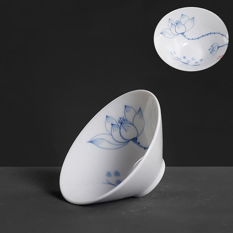 Buddha Stones Vintage Plum Orchid Bamboo Chrysanthemum Lotus Koi Fish Ceramic Teacup Kung Fu Tea Cups - Lotus Flower Koi Fish 8.5cm*3.5cm*60ml - image 21