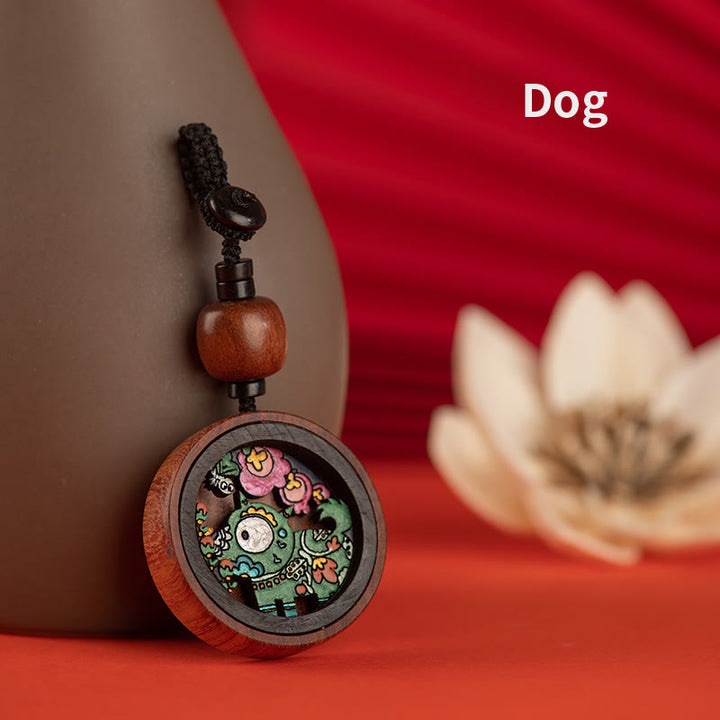 Buddha Stones Year Of The Dragon Hand Painted Chinese Zodiac Rosewood Carved Calm Key Chain - Dog(A flash sale) - image 21