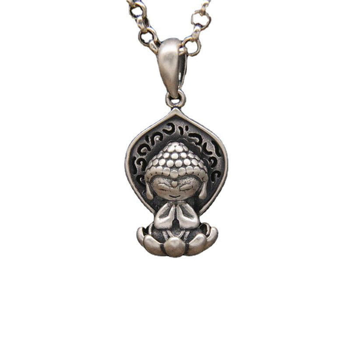 Buddha Stones 999 Sterling Silver Meditation Buddha Lotus Serenity Necklace Pendant - image 6