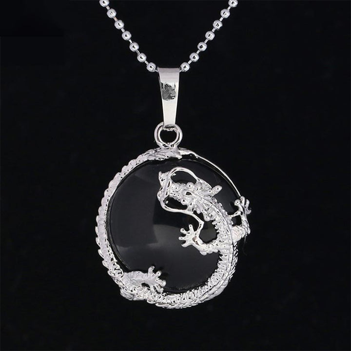 Buddha Stones Chinese Dragon Natural Quartz Crystal Healing Energy Necklace Pendant - Black Onyx - image 14