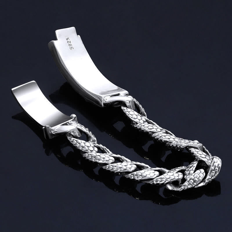 Buddha Stones Retro Dragon Scale Pattern Engraved Protection Bracelet - image 7