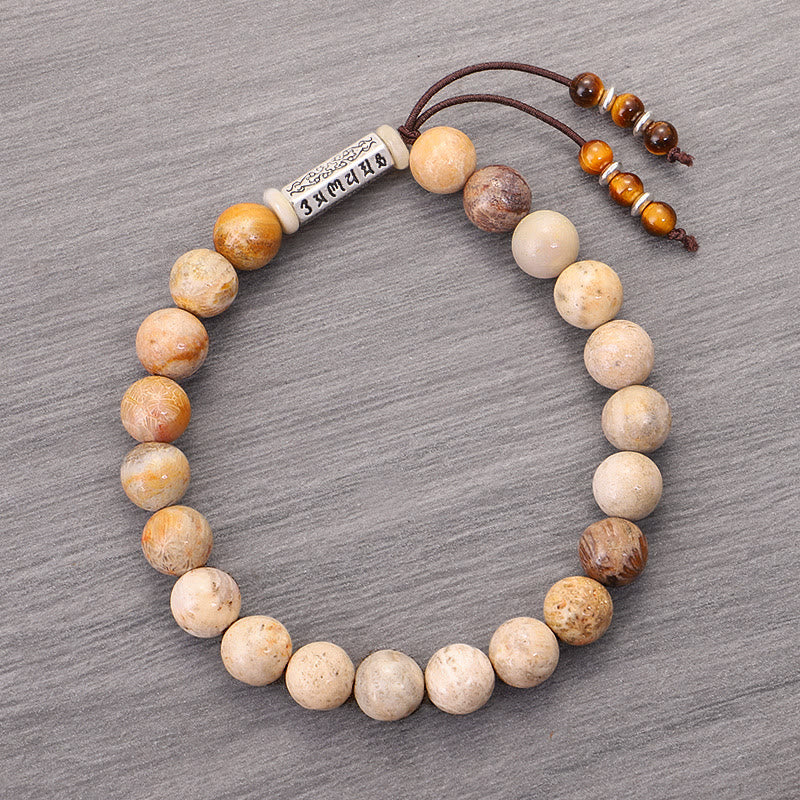 Buddha Stones Weathered Stone Om Mani Padme Hum Strengthen Bracelet - image 5