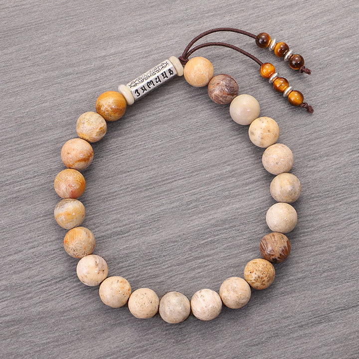 Buddha Stones Weathered Stone Om Mani Padme Hum Strengthen Bracelet - image 5