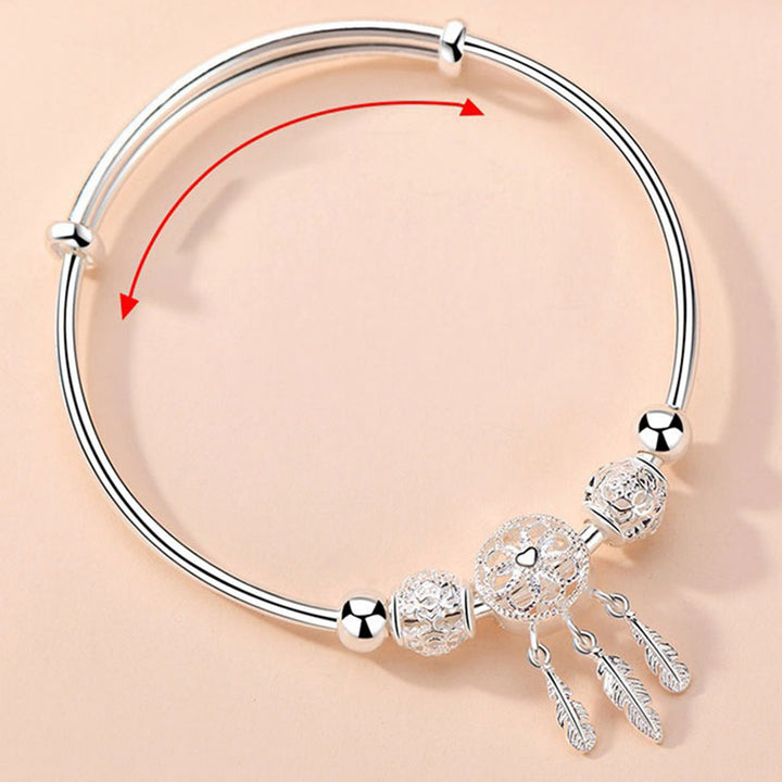 Buddha Stones Tibetan White Copper Blessing Dream Catcher Charm Bracelet - image 10