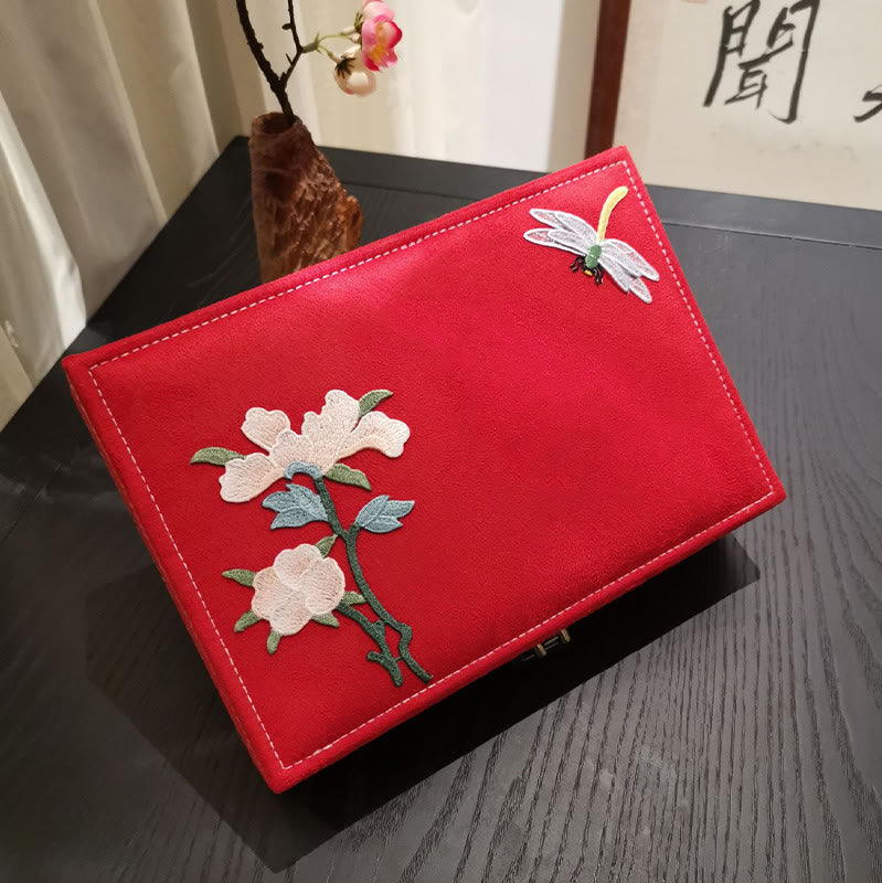 Buddha Stones Flowers Dragonfly Jewelry Box Organizer Single Layer Jewelry Storage Box Flannel Box - image 19