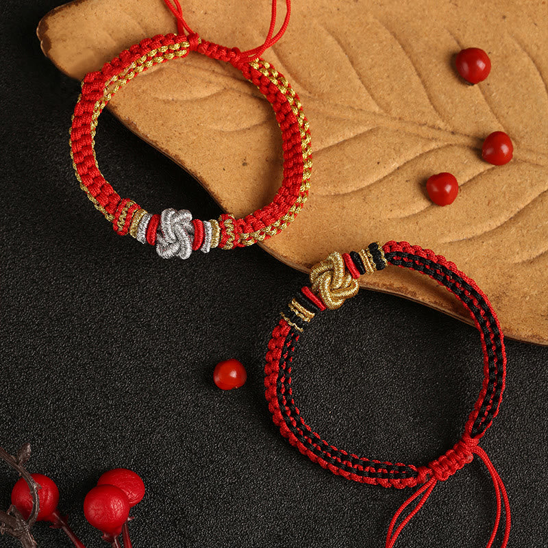 Buddha Stones Colorful Rope True Love Knot Luck Handmade Bracelet - image 1