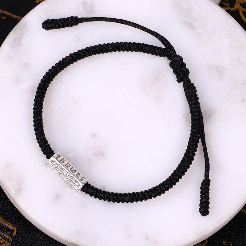 Buddha Stones Om Mani Padme Hum Luck Protection Red String Bracelet - Black(Bracelet Size 16-28cm) - image 7