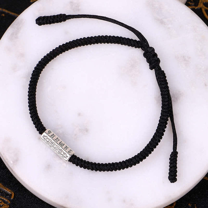 Buddha Stones Om Mani Padme Hum Luck Protection Red String Bracelet - Black(Bracelet Size 16-28cm) - image 7