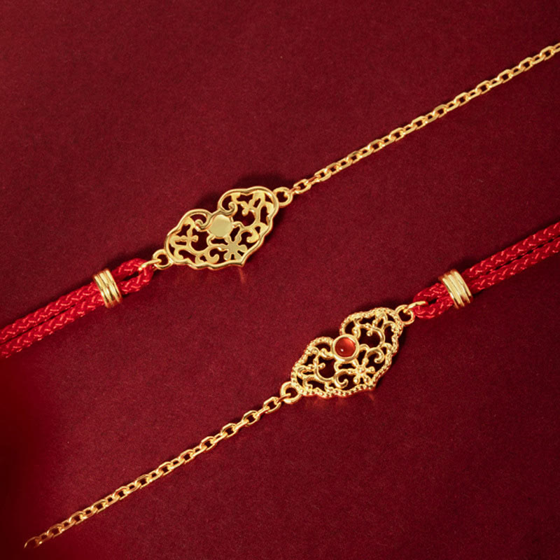 Buddha Stones Lock of Good Wishes Luck Strength Chain Bracelet - image 1