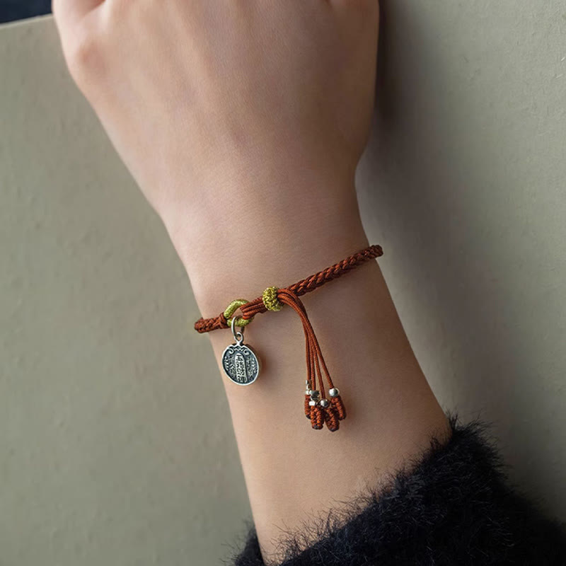 Buddha Stones Handmade 925 Sterling Silver Five Directions Gods of Wealth Luck Protection String Braid Bracelet - image 11