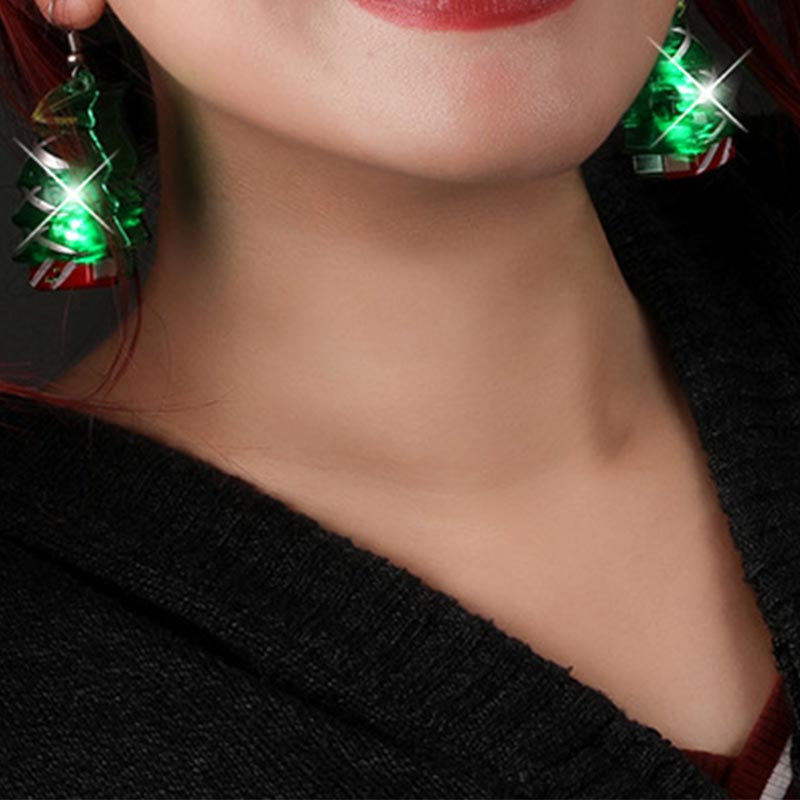 Led Christmas Santa Claus Tree Elk Luminous Earrings - image 9