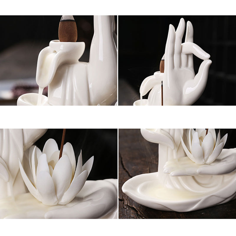 Buddha StonesTibetan Lotus Blessing Incense Burner Decoration - image 18