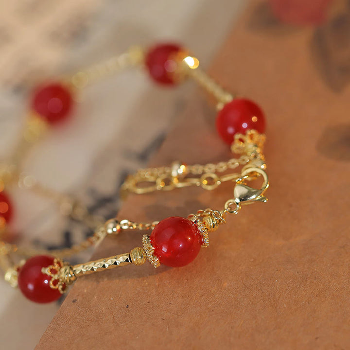 Buddha Stones Red Agate Fu Character Charm Self-acceptance Bracelet - image 6