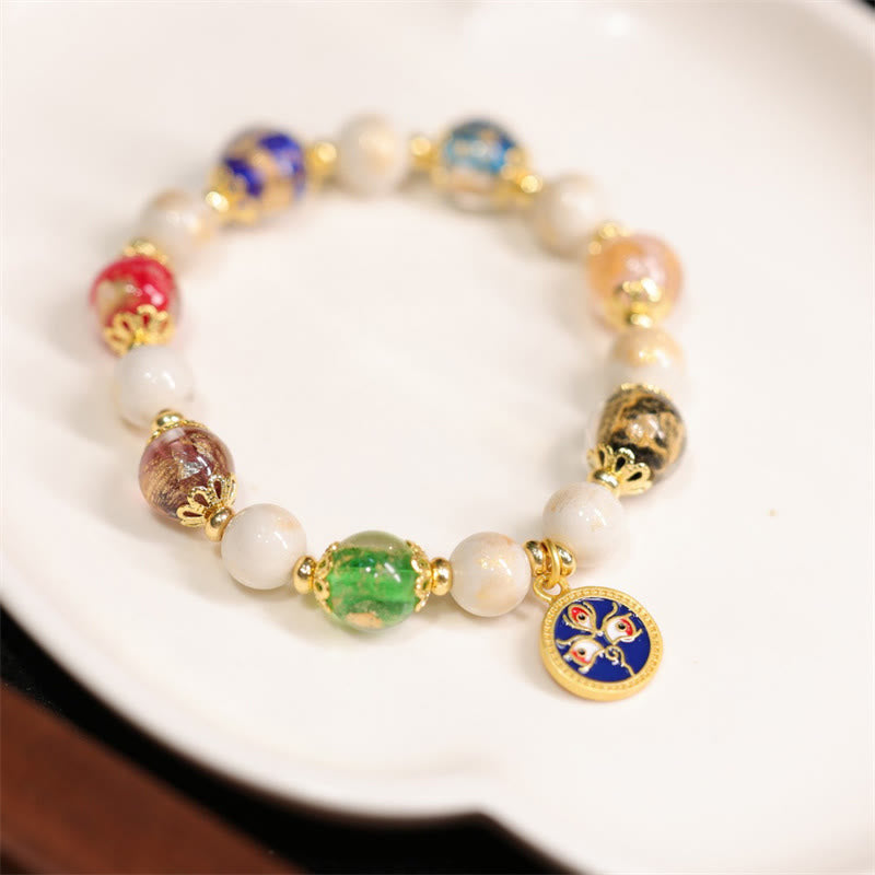 Buddha Stones Tibetan Five God Of Wealth Fortune Liuli Glass Bead Incense Ash Porcelain Bead Charm Bracelet - Blue God Of Wealth - image 6