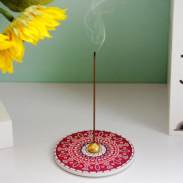 Buddha Stones Colorful Pattern Ceramic Blessing Stick Incense Burner - Purple Pink - image 17