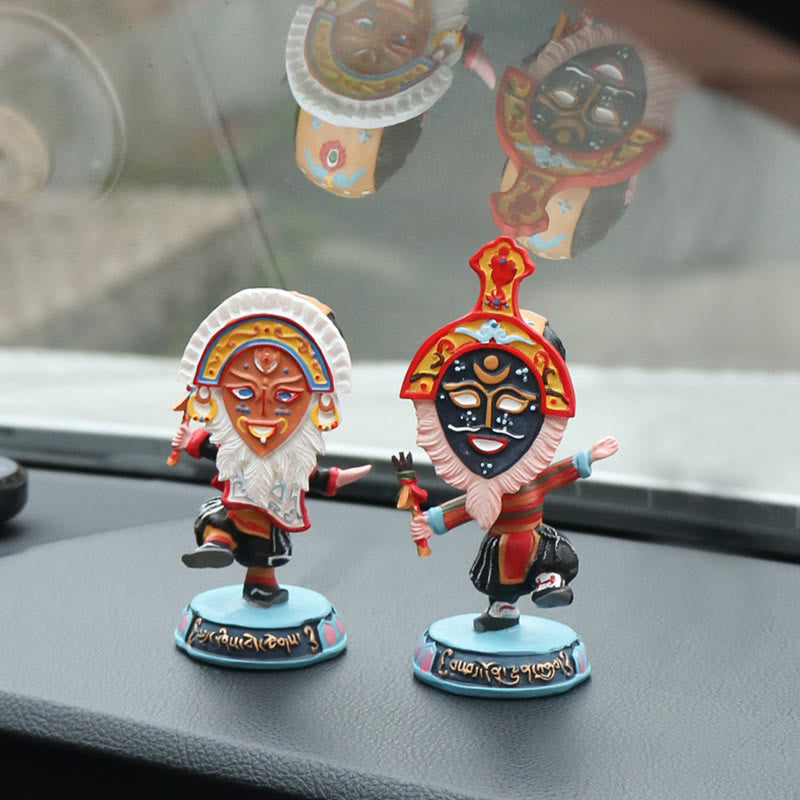 Buddha Stones Tibetan Opera Face Mask Puppet Home Office Car Decoration Ornament - image 4