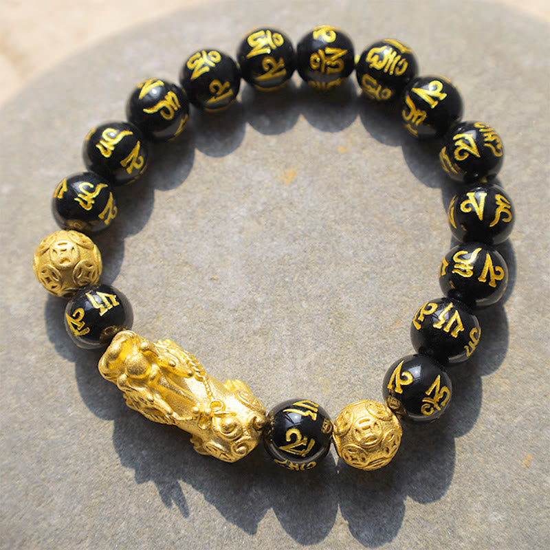 Buddha Stones FengShui PiXiu Obsidian Wealth Bracelet - 14mm - image 11