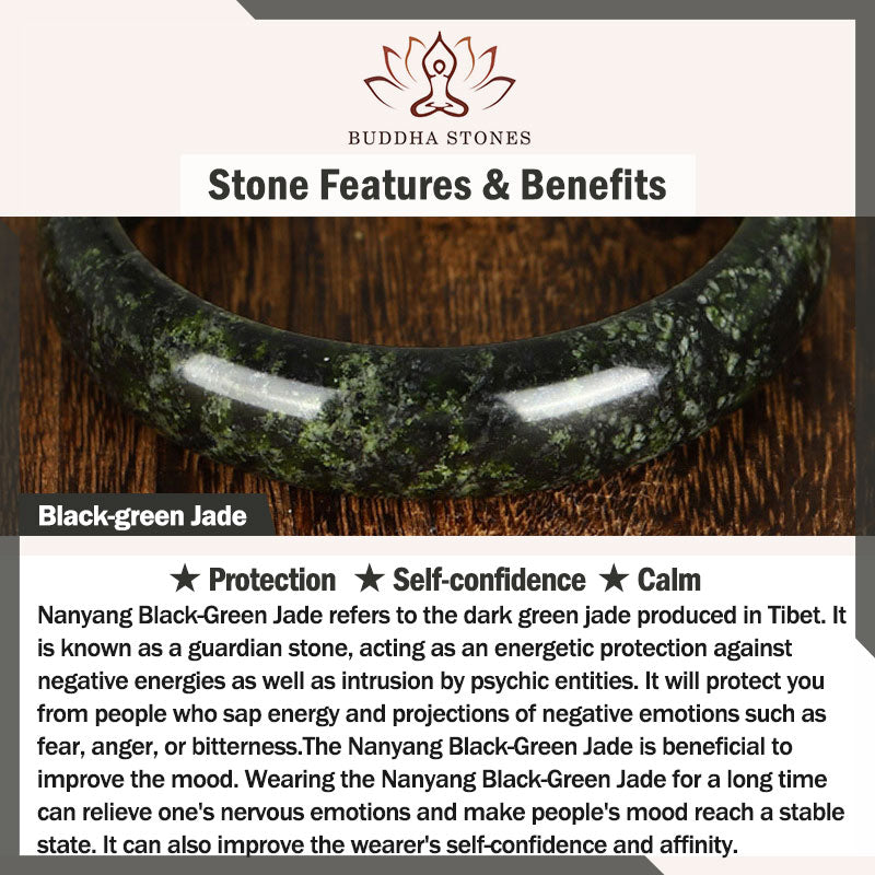 Buddha Stones Tibetan Nanyang Black-Green Jade PiXiu Peace Buckle Protection Necklace Pendant - image 6