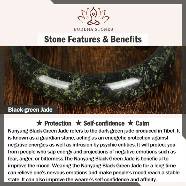 Buddha Stones Tibetan Nanyang Black-Green Jade PiXiu Peace Buckle Protection Necklace Pendant - image 6