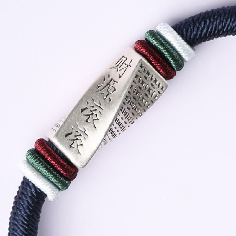 Buddha Stones 999 Sterling Silver Profits Pouring In From All Sides Handmade Blessing String Buckle Bracelet - image 5