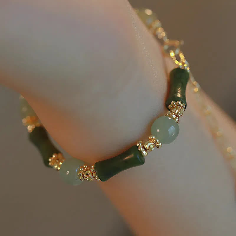 Buddha Stones Glass Bead Bamboo Luck Strength Chain Bracelet - image 14
