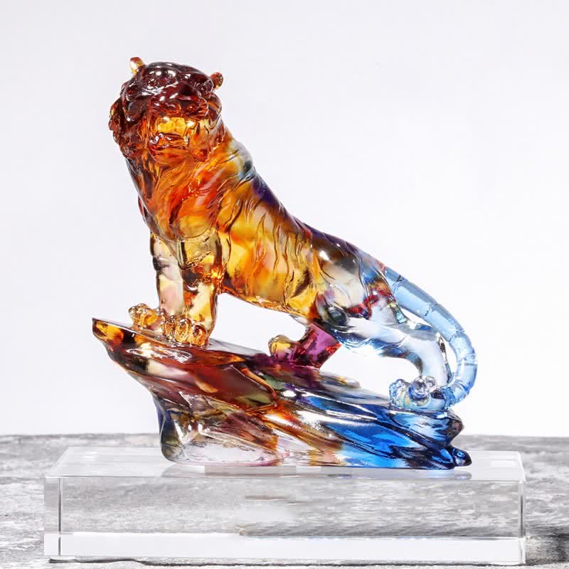 Handmade Liuli Crystal Tiger Art Piece Protection Home Decoration - image 16