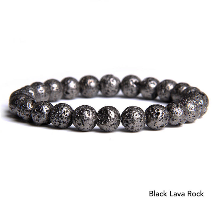 Natural Agate Stone Crystal Balance Beaded Bracelet - Black Lava Rock - image 46
