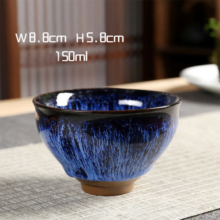 Buddha Stones Multicolor Ceramic Teacup Ocean Wave Tea Cups - Dark Blue - image 8