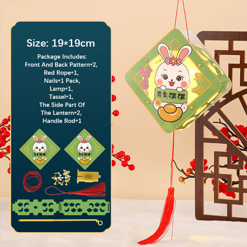 Buddha Stones DIY Good Luck Cute Rabbit Paper Lantern Lamp Mid-Autumn Festival Lantern Decoration - Vitality Rabbit Lantern - image 10