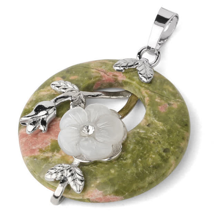 Buddha Stones Various Crystal Amethyst Green Aventurine Flower Healing Necklace Pendant - Unakite - image 19