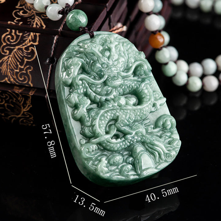 Buddha Stones Chinese Zodiac Dragon Jade Prosperity Necklace Bead String Pendant - image 7