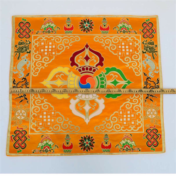 Flower Endless Knot Prayer Altar Mat Healing Meditation 8 Auspicious Symbols Mat Table Runner - image 23