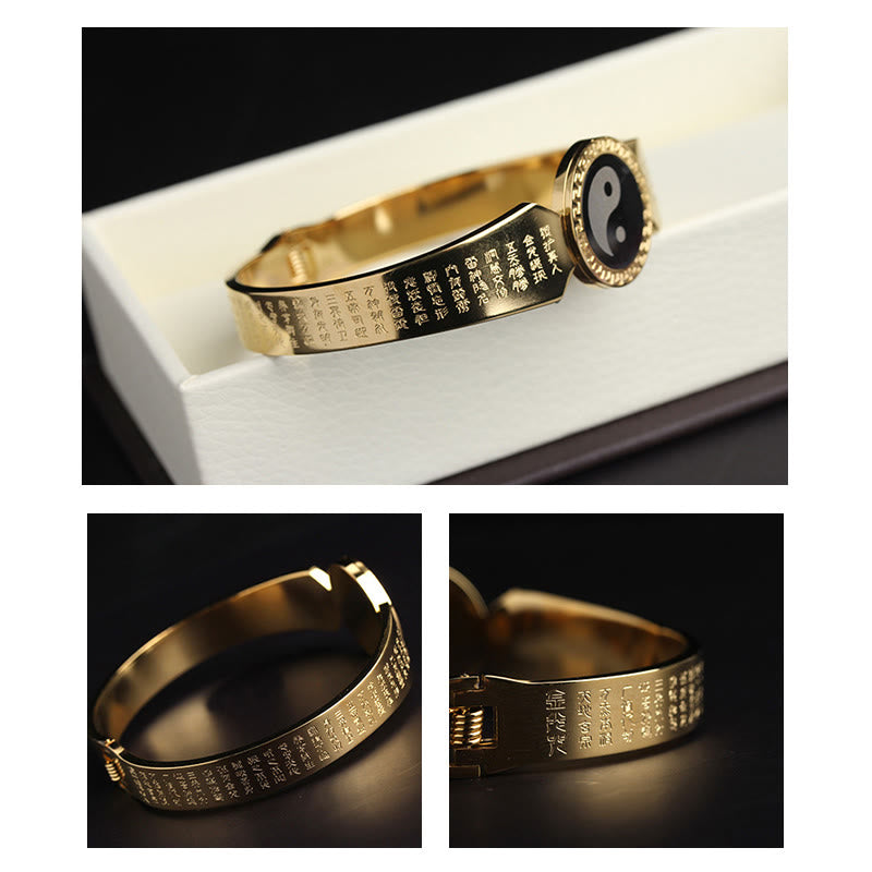 Buddha Stones Yin Yang Lotus Om Mani Padme Hum Mantra Titanium Steel Harmony Bracelet Bangle - image 6