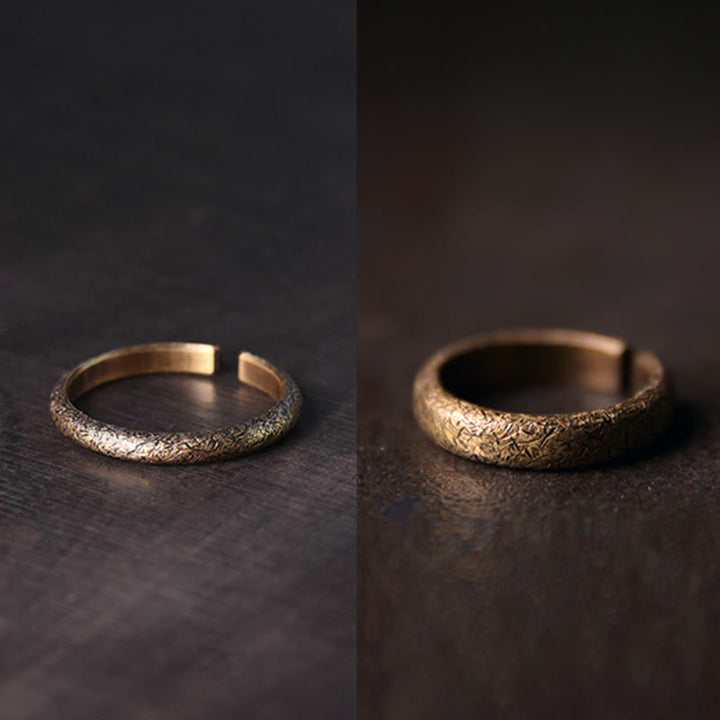 Buddha Stones Tibetan Vintage Texture Design Copper Luck Couple Ring - image 12