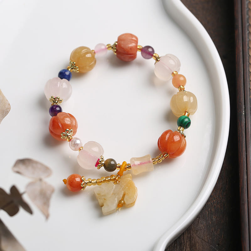Buddha Stones Natural Golden Silk Jade Crystals Gourd Pixiu Pumpkin Beads Wealth Charm Bracelet - image 11