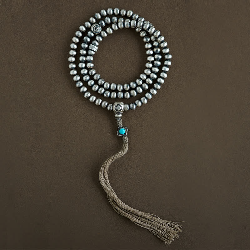 Buddha Stones 108 Mala Beads 925 Sterling Silver Red Agate Turquoise Confidence Charm Bracelet - image 12