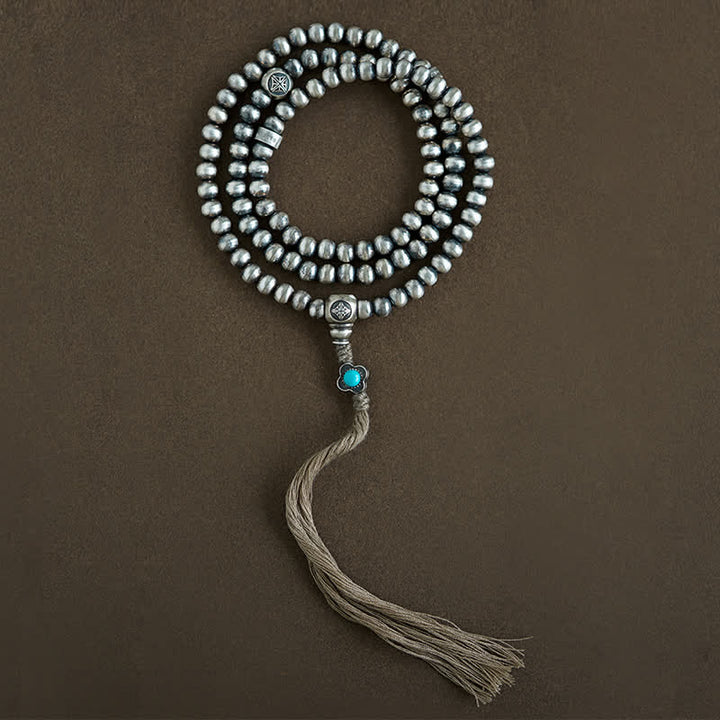Buddha Stones 108 Mala Beads 925 Sterling Silver Red Agate Turquoise Confidence Charm Bracelet - image 12