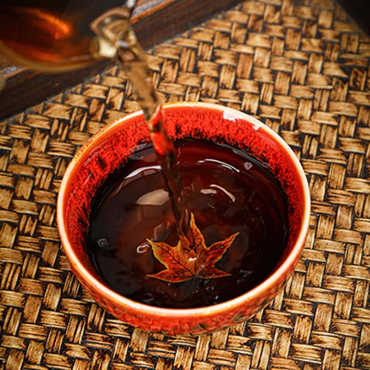 Buddha Stones Maple Leaf Colorful Ceramic Teacup Home Tea Cups - image 5