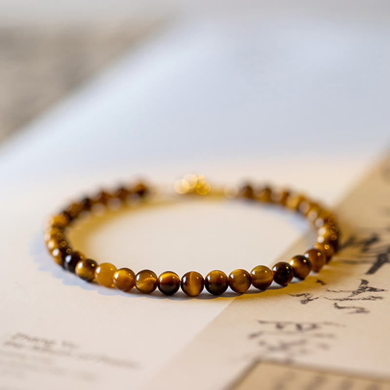 Buddha Stones 14K Gold Plated Natural Tiger Eye Stone Courage Protection Bracelet - image 9