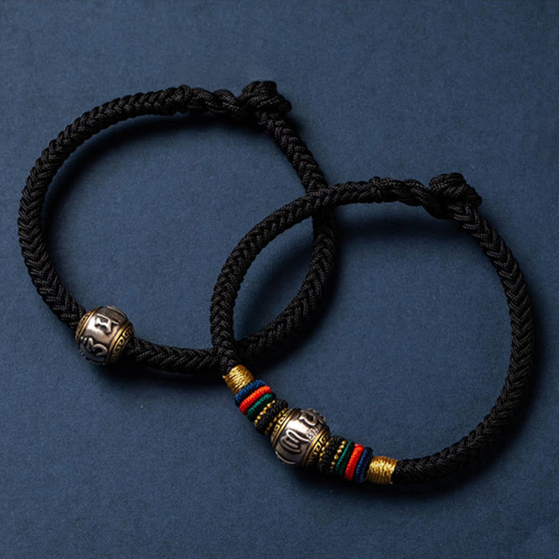 Buddha Stones 925 Sterling Silver Tibet Handmade Om Mani Padme Hum Luck Protection King Kong Knot Braided Bracelet - image 28