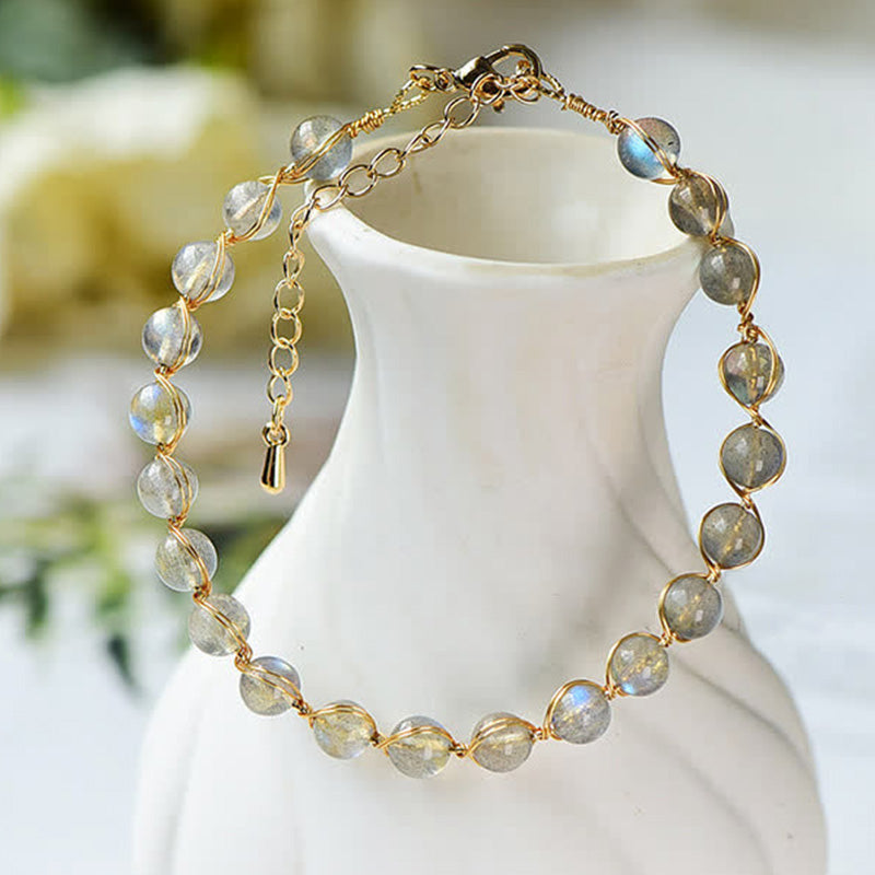 Buddha Stones Natural Moonstone 14K Gold Healing Positive Bracelet - image 1