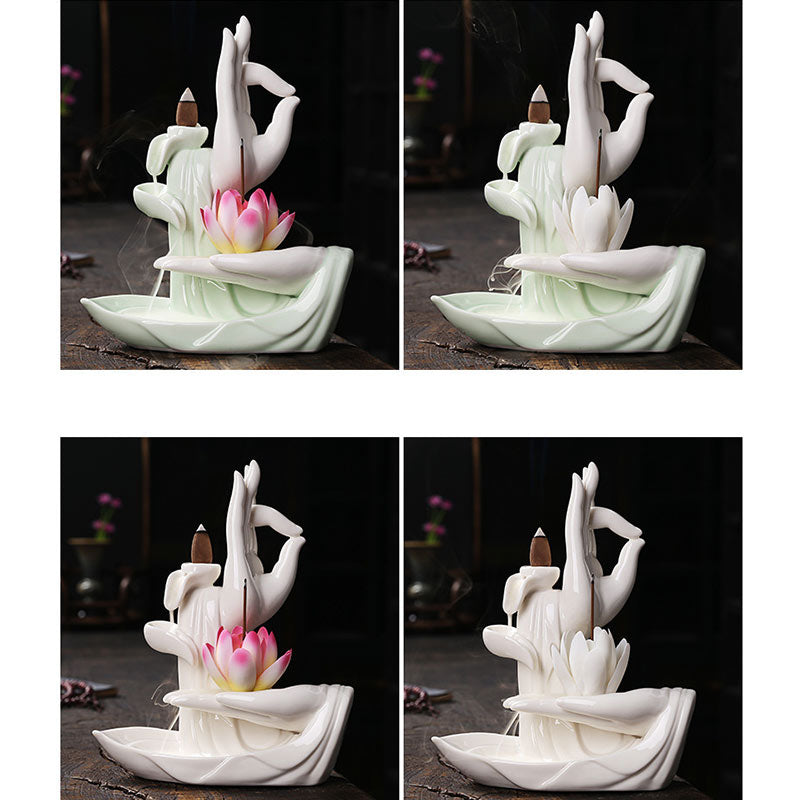 Buddha StonesTibetan Lotus Blessing Incense Burner Decoration - image 19