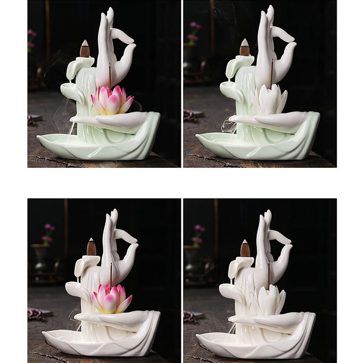 Buddha StonesTibetan Lotus Blessing Incense Burner Decoration - image 19