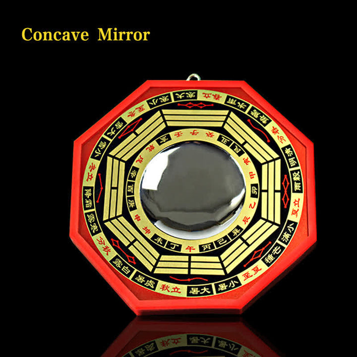 Buddha Stones Feng Shui Bagua Map Balance Living Room Energy Map Mirror - 8 IN - Concave Mirror - Red - image 7
