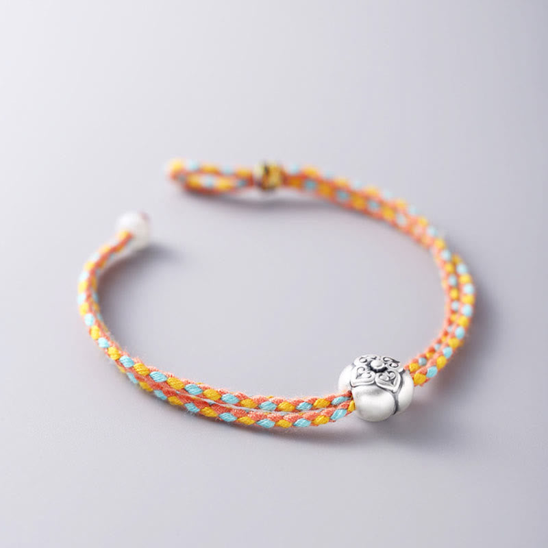 Buddha Stones 999 Sterling Silver Persimmon Luck Multicolored Braided Bracelet - image 7